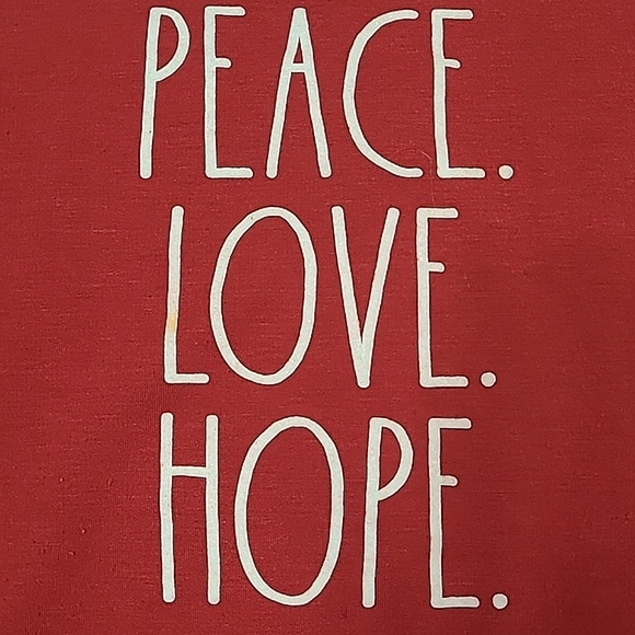 Rae Dunn Holiday Sweatshirt Pullover Christmas Top Ribbed Hem Peace Love Hope - Picture 12 of 17